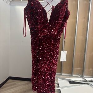 Elegant Sequin Red Dress